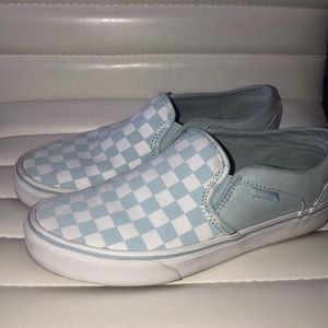 light blue checkered vans! look new, size 7.5